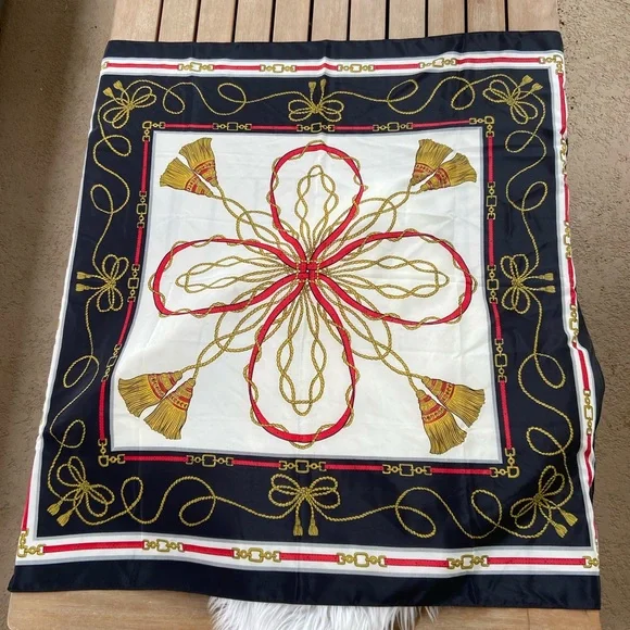 Black, Red, and Gold Tassel Horse Bit Scarf - Picture 2 of 6